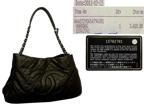 Chanel 15762761 Black Caviar Zip Around Hobo Bag with Receipt -0