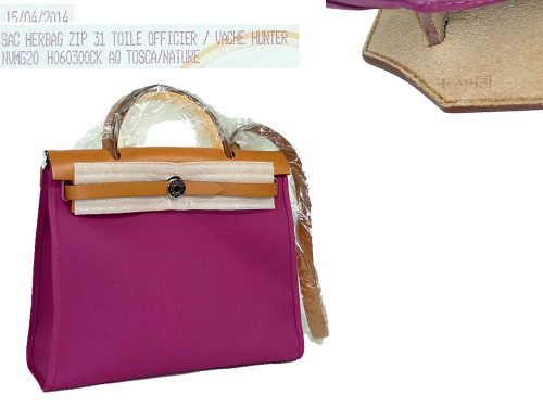 Hermes Herbag Zip 31 Tosca with Natural Calf Leather PHW 'R' Stamp -0