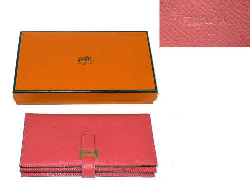 Hermes Bearn Wallet P Stamp Bougainville Epsom Gold Hardware-0