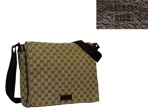 Gucci 145861 Brown GG Unisex Flap Doucment Messenger Bag Large-0