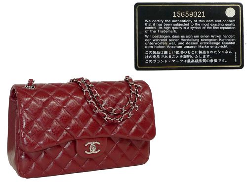 Chanel 15659021 Red Caviar Jumbo Double Flap Silver Hardware-0