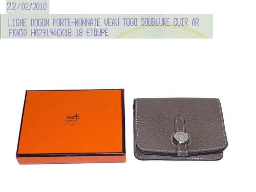 Hermes Etoupe M Stamp Dogon Coin Purse Palladium Hardware-0