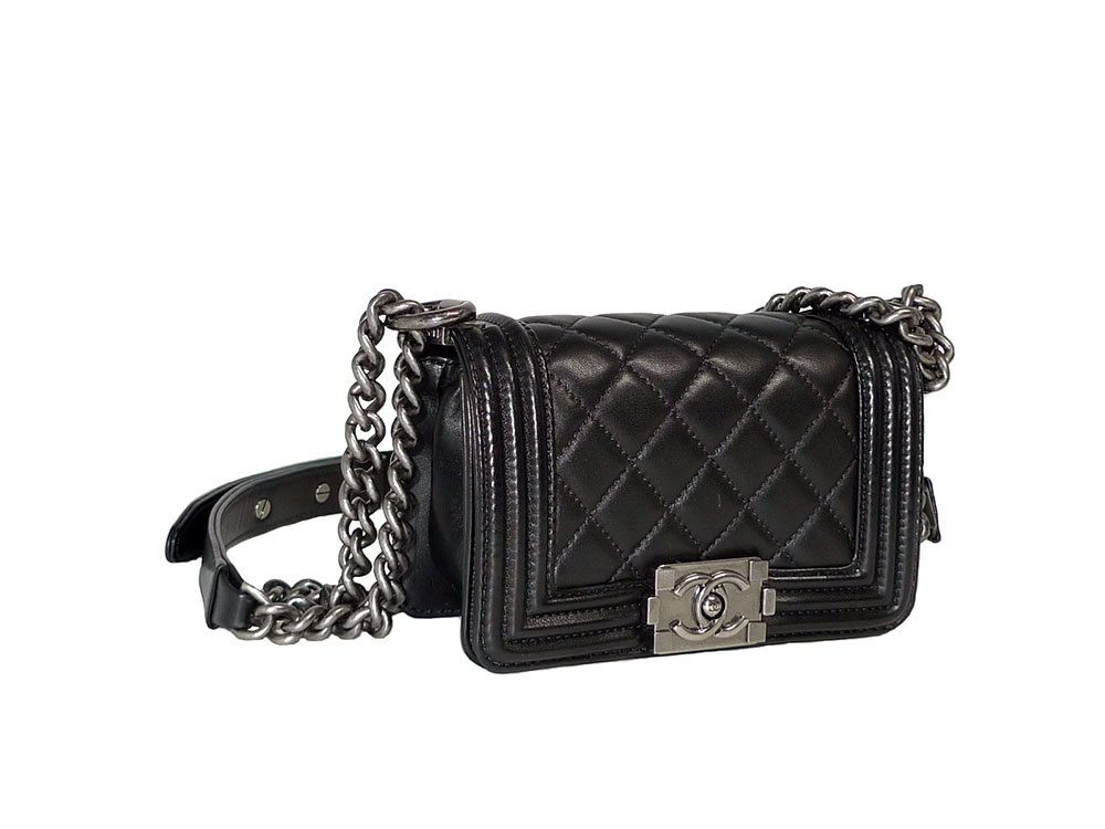 Chanel 13B A673644 18793275 Black Boy Chanel Mini Flap Ruthenium Hardware-30600 Chanel 13B A673644 18793275 Black Boy Chanel Mini Flap Ruthenium Hardware-30600