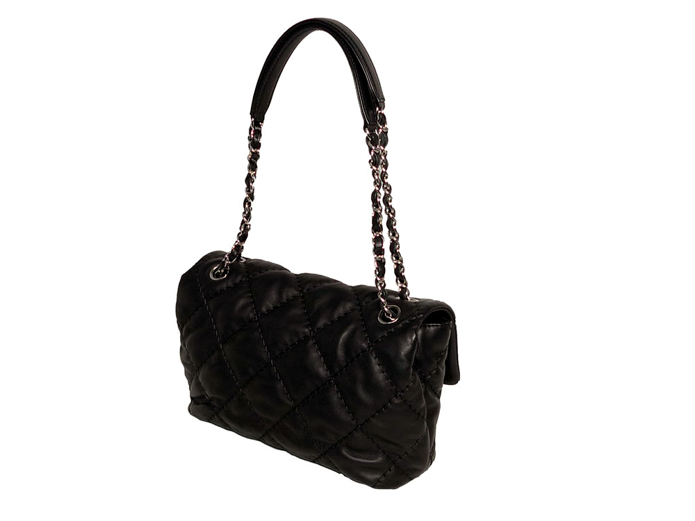 Chanel 17907999 Black Quilted Classic Medium Soft Distressed Lambskin Silver Hardware-30575 Chanel 17907999 Black Quilted Classic Medium Soft Distressed Lambskin Silver Hardware-30575