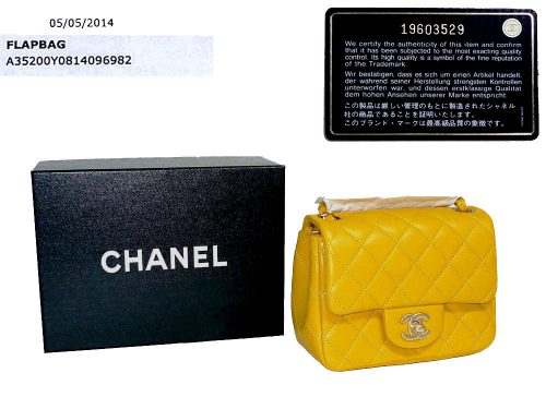 Chanel 19603529 Mustard Yellow Lambskin Mini Flap Classic Flap Mat Gold Hardware-0