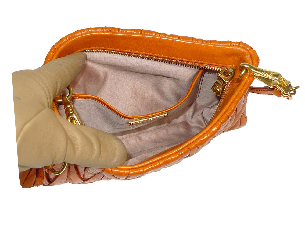 Miu Miu Papaya Matelasse Lux Clutch/ Pouch-30890 Miu Miu Papaya Matelasse Lux Clutch/ Pouch-30890