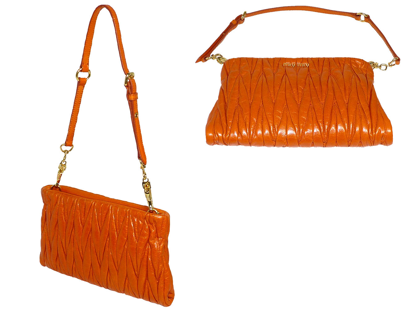 Miu Miu Papaya Matelasse Lux Clutch/ Pouch-30891 Miu Miu Papaya Matelasse Lux Clutch/ Pouch-30891