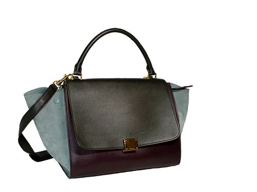 Celine Trio Color Burgundy/ Grey/ khaki Trapez Medium Shoulder bag-0
