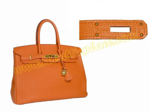 Hermes Birkin 35 Orange Togo P Stamp Gold Hardware-0