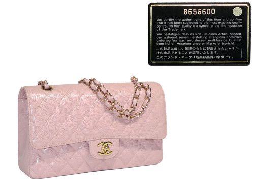 Chanel 8656600 Pink Caviar Medium Flap Gold Hardware-0