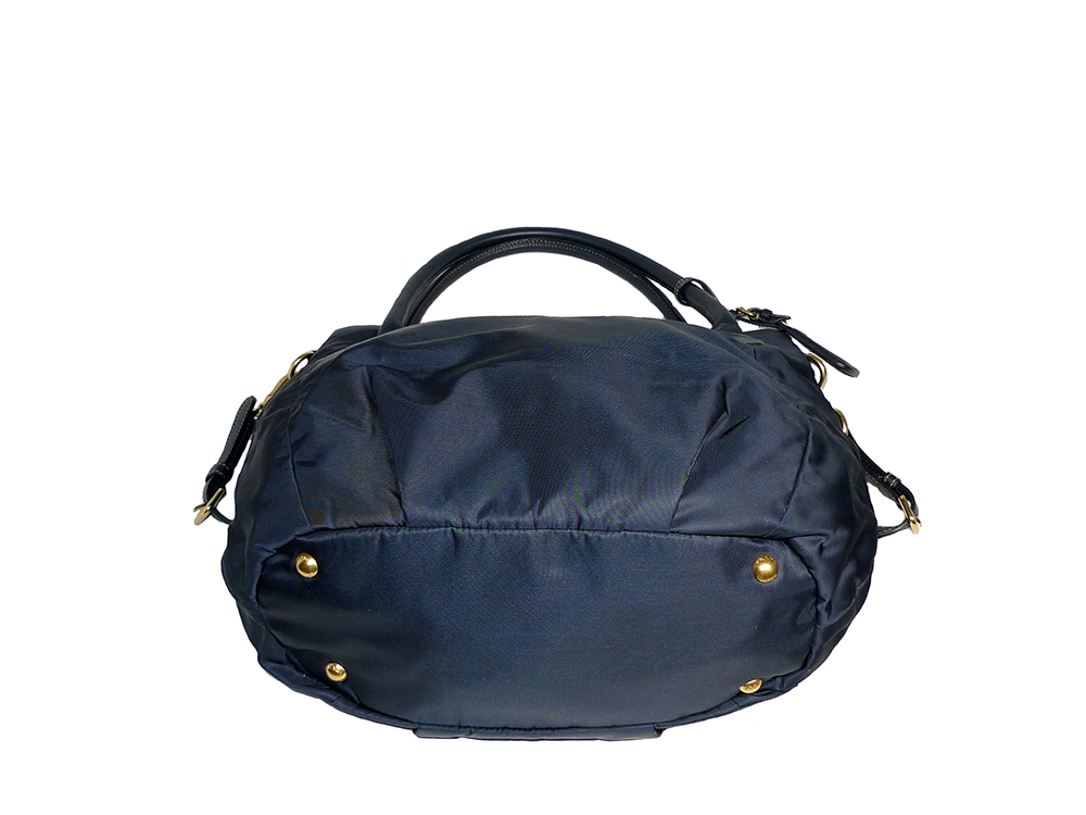 Prada BR4420 Tessuto +Vit.Dai Bleu Shpg Tote w Strap-31221 Prada BR4420 Tessuto +Vit.Dai Bleu Shpg Tote w Strap-31221