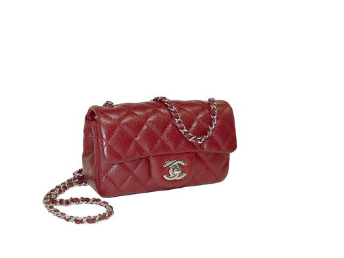 Chanel 15194134 Red Caviar Mini Flap Silver HW-0