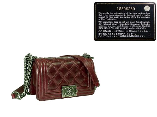 Chanel 18306260 Burgundy Distressed Small Boy Ruthenium Hardware-0