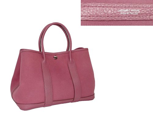 Hermes Garden Party 30cm O Stamp Bois De Rose Canvas Tote -0