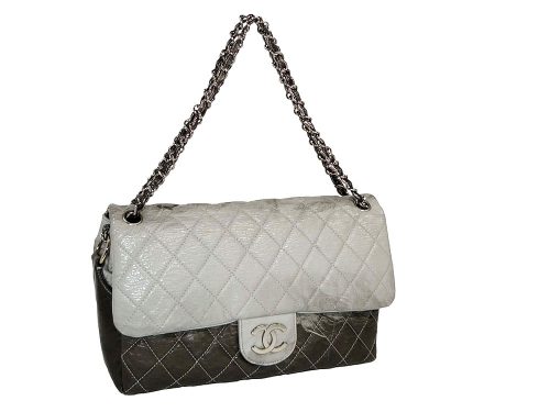 Chanel 11887081 Grey Degraded Classic Single Flap Silver Hardware-0