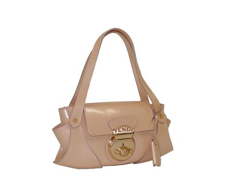 Fendi 8BK038 Pink Patent Rose Gold Buckle Mini Tote-0