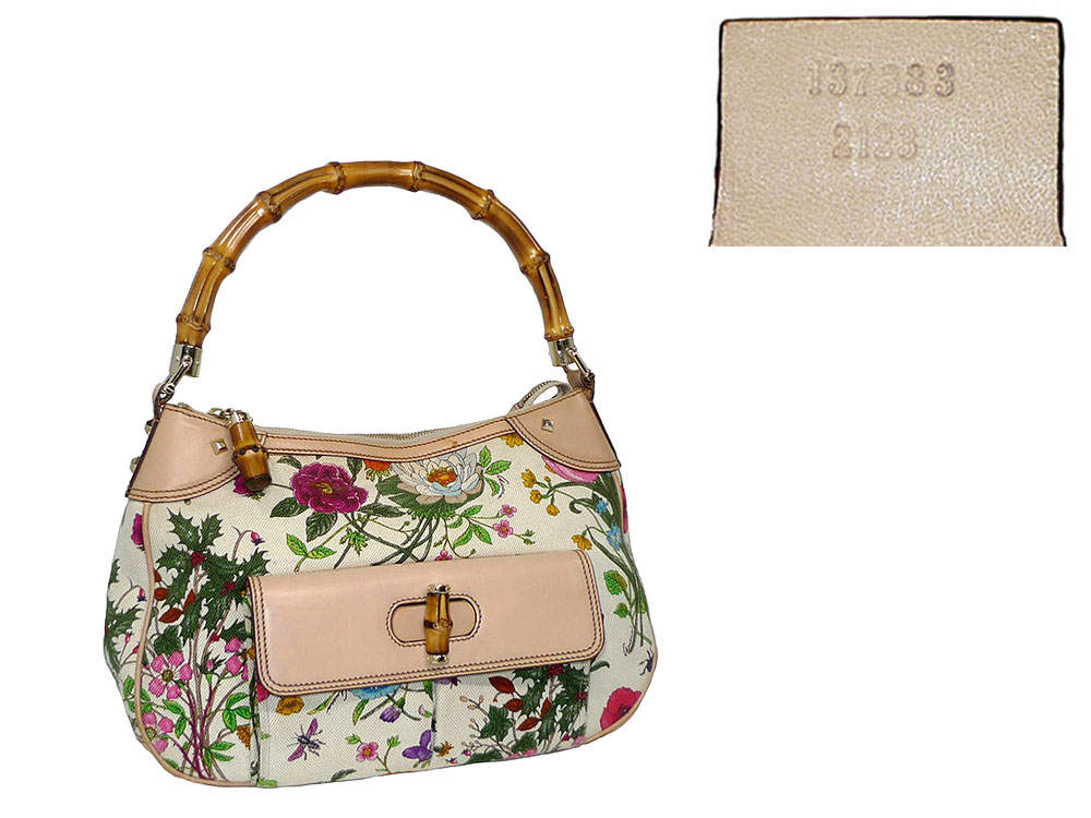 Gucci 137383 Floral Canvas Print Canvas w Bamboo Hobo Bag-0 Gucci 137383 Floral Canvas Print Canvas w Bamboo Hobo Bag-0