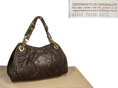 Bottega Veneta 145555 Brown Limited Flowers Woven Intrecciato Tote-0