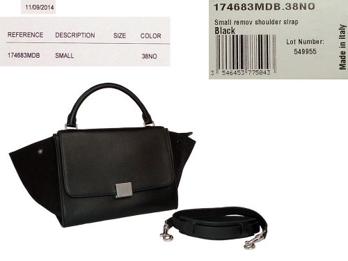 Celine 174683MDB New Small (Mini) BlackTrapeze w Strap-0