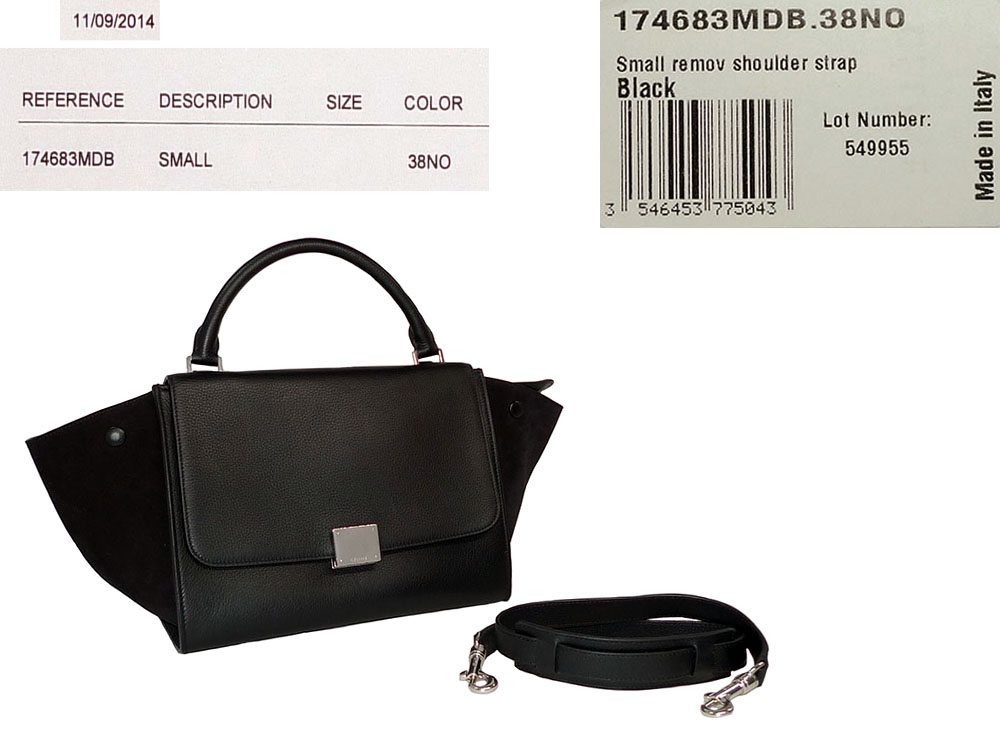 Celine 174683MDB New Small (Mini) BlackTrapeze w Strap-0 Celine 174683MDB New Small (Mini) BlackTrapeze w Strap-0