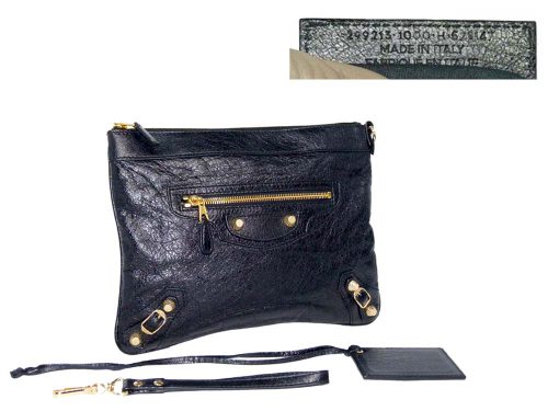 Balenciaga 299213 Black Giant 12 Wrist Pouch / Clutch/ Ipad Holder Gold Hardware-0