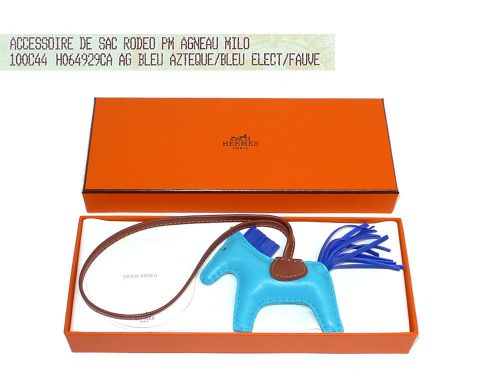 Hermes Rodeo PM Bleu Azteque/ Bleu Electric/ Fauve Bag Charm-0