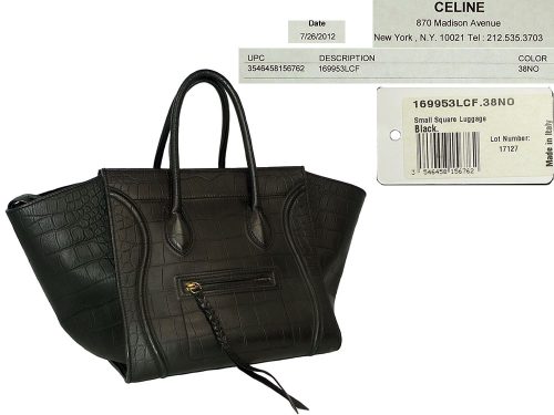 Celine 169953LCF Black Croco Embossed Phantom Small-0