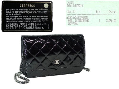 Chanel 19297566 Black Patent Wallet on Chain SHW-0