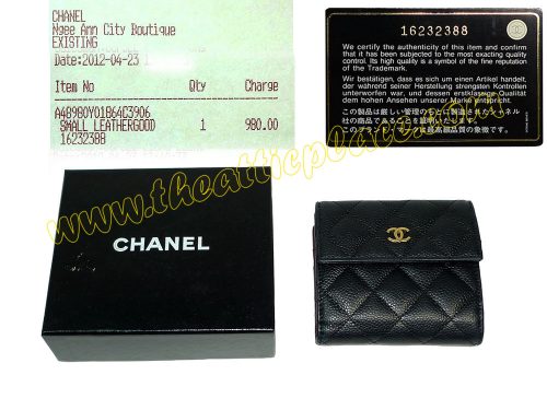 Chanel 16232388 Black Caviar Bi-fold Wallet Gold hardware-0