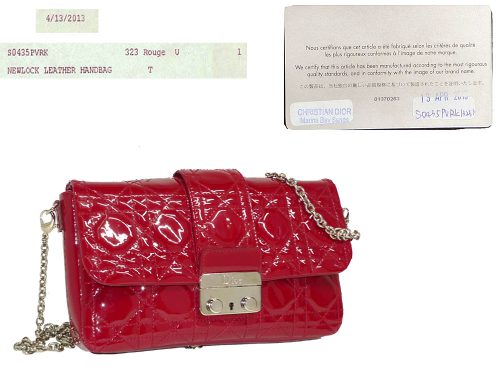 Dior Patent Red Newlook Leather Wallet On Chain Clutch/ Bag-0