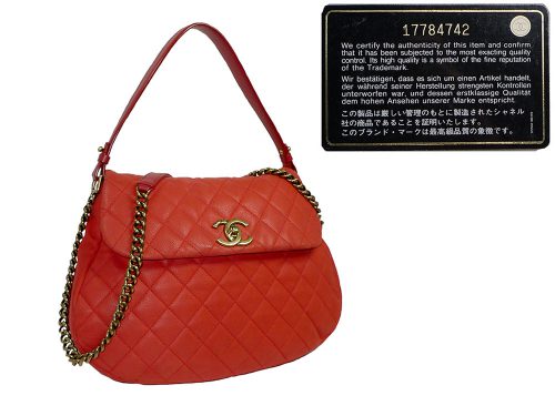 Chanel 17784742 Red Distressed Caviar Flap Closure Hobo MGHW-0