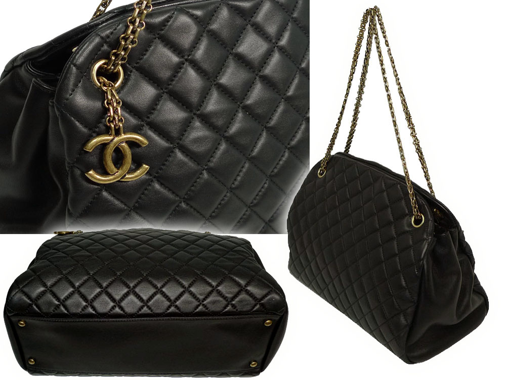Chanel 15199150 Black Lambskin Mademoiselle Medium Bowling Tote with Gold Hardware-32846 Chanel 15199150 Black Lambskin Mademoiselle Medium Bowling Tote with Gold Hardware-32846
