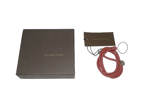 Bottega Veneta Peach Woven Leather Lanyard -0