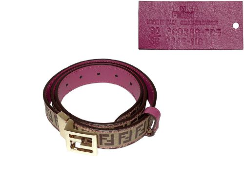 Fendi Zucchino Pink 90cm Revisible Belt Gold Hardware-0