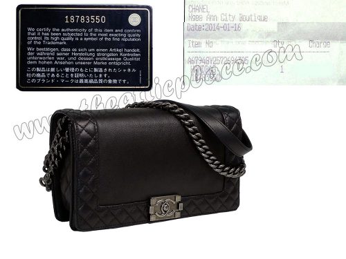 Chanel 18783550 Le Boy Flap Black Original Lambskin 28cm in New Medium Size Mat Ruthenium Hardware-0