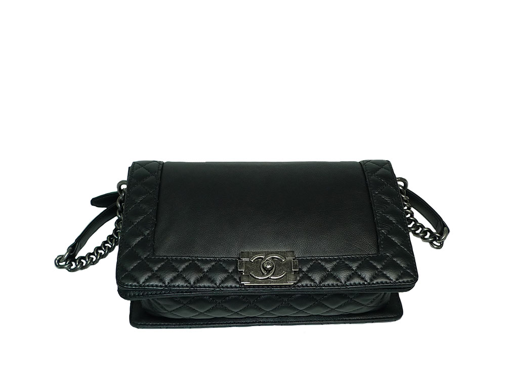 Chanel 18783550 Le Boy Flap Black Original Lambskin 28cm in New Medium Size Mat Ruthenium Hardware-33555 Chanel 18783550 Le Boy Flap Black Original Lambskin 28cm in New Medium Size Mat Ruthenium Hardware-33555