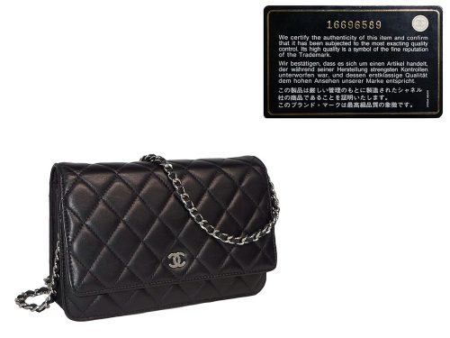 Chanel 16696589 Black Lambskin Wallet on Chain Silver Hardware-0