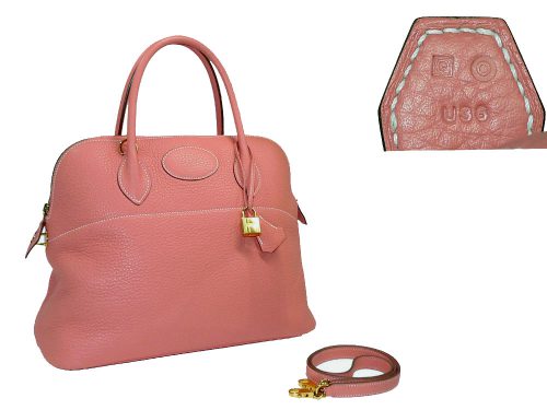 Herme Bolide 35cm Crevette Color in Clemence Leather Q Stamp Gold Hardware-0