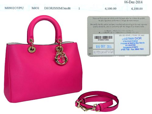 Dior M431 Fuschia " Diorissimo " Bag Medium Tote in Smooth Dior Calf Skin Silver Hardware-0
