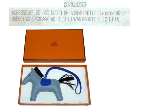 Hermes De Sac Rodeo MM Bleu Lin/ Noir/ Bleu Electric Bag Charm-0