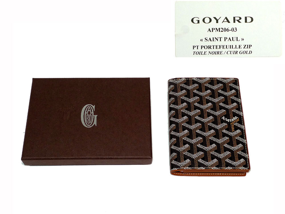 Goyard APM206-03 Black Toile Signature Logo with Cuir Gold Passport Zip Wallet for Unisex -0 Goyard APM206-03 Black Toile Signature Logo with Cuir Gold Passport Zip Wallet for Unisex -0
