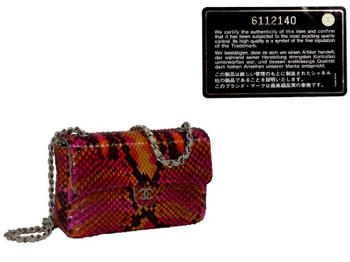 Chanel 6112140 Multicolor Exotic Snake/ Python Mini Flap Mat Silver Hardware Sling Bag-0