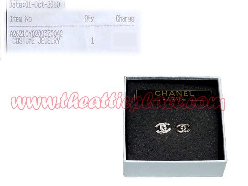 Chanel Small Signature Double C Crystal Studs Earring-0
