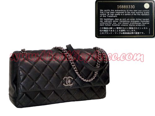 Chanel 16889330 Black Distressed 3 C Single Flap Jumbo Large Ruthenium Hardware-0