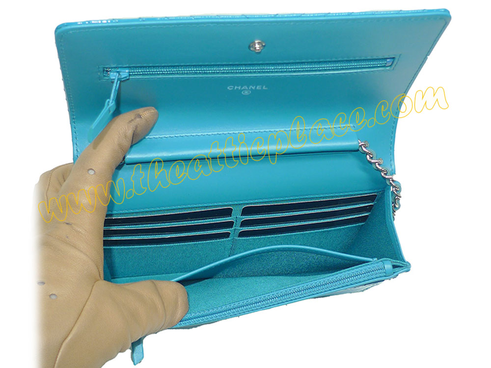 Chanel A33814Y Turquoise Patent 20927420 Wallet On Chain PHW-34988 Chanel A33814Y Turquoise Patent 20927420 Wallet On Chain PHW-34988