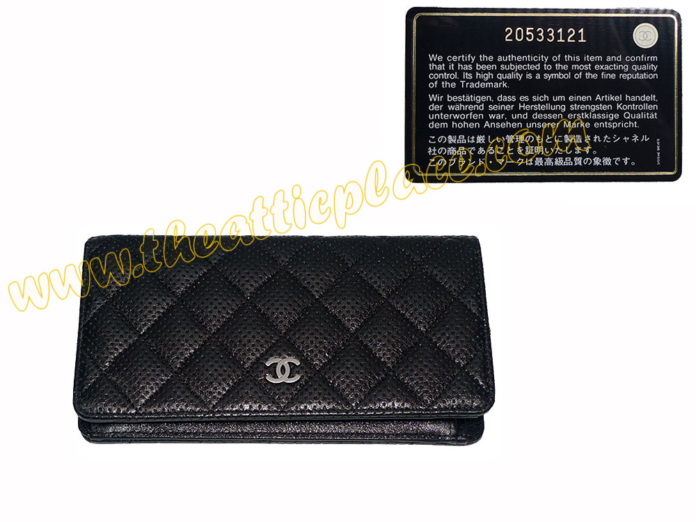 Chanel 20533121 Black Perforated L Yen Long Wallet A31509Y-0 Chanel 20533121 Black Perforated L Yen Long Wallet A31509Y-0
