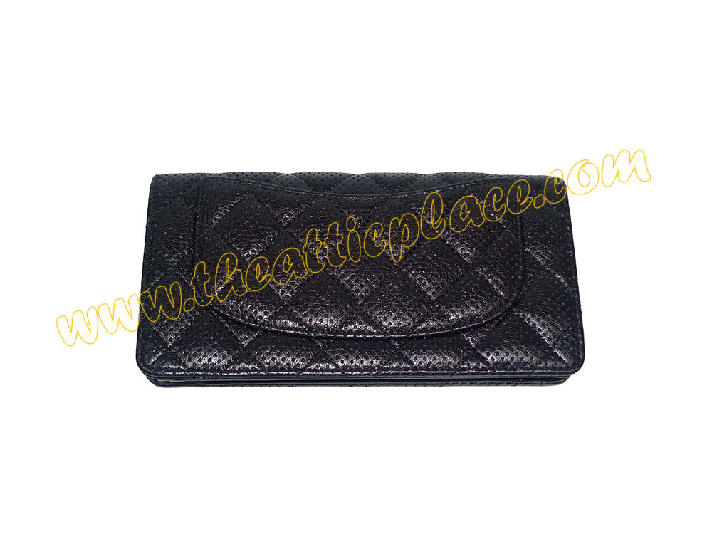 Chanel 20533121 Black Perforated L Yen Long Wallet A31509Y-35012 Chanel 20533121 Black Perforated L Yen Long Wallet A31509Y-35012