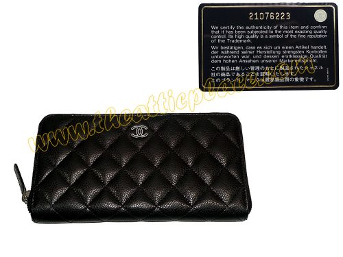 Chanel 21076223 Black Caviar L- Zip Long Wallet A50097Y-0