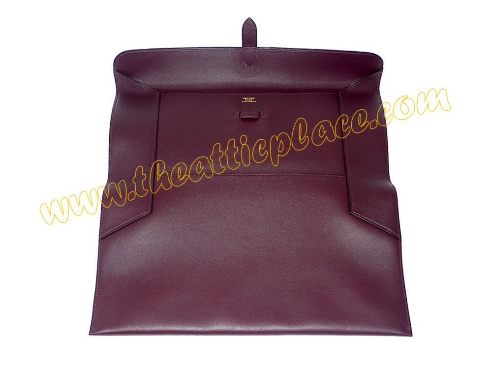 Hermes Pochette Pliplat Veau Evercolor Prune Flap Clutch/ Pouch-35031 Hermes Pochette Pliplat Veau Evercolor Prune Flap Clutch/ Pouch-35031