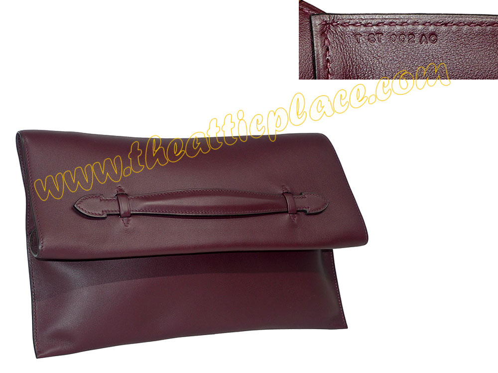 Hermes Pochette Pliplat Veau Evercolor Prune Flap Clutch/ Pouch-0 Hermes Pochette Pliplat Veau Evercolor Prune Flap Clutch/ Pouch-0